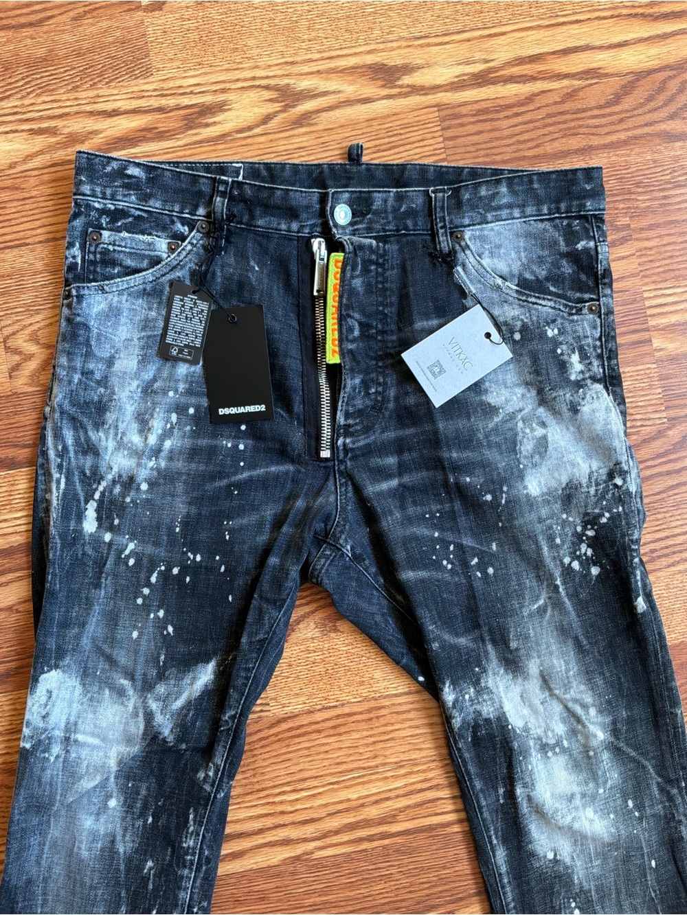 DSQUARED2 Men’s Black Jeans with White Paint-Splatter Detail